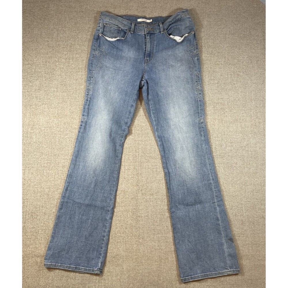 Levi's Classic Bootcut Jeans Blue Floral Embroidered Denim Womens 10 Stretch - Picture 11 of 15